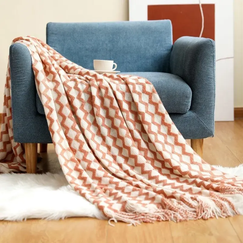 Nordic solid sofa knitted blanket