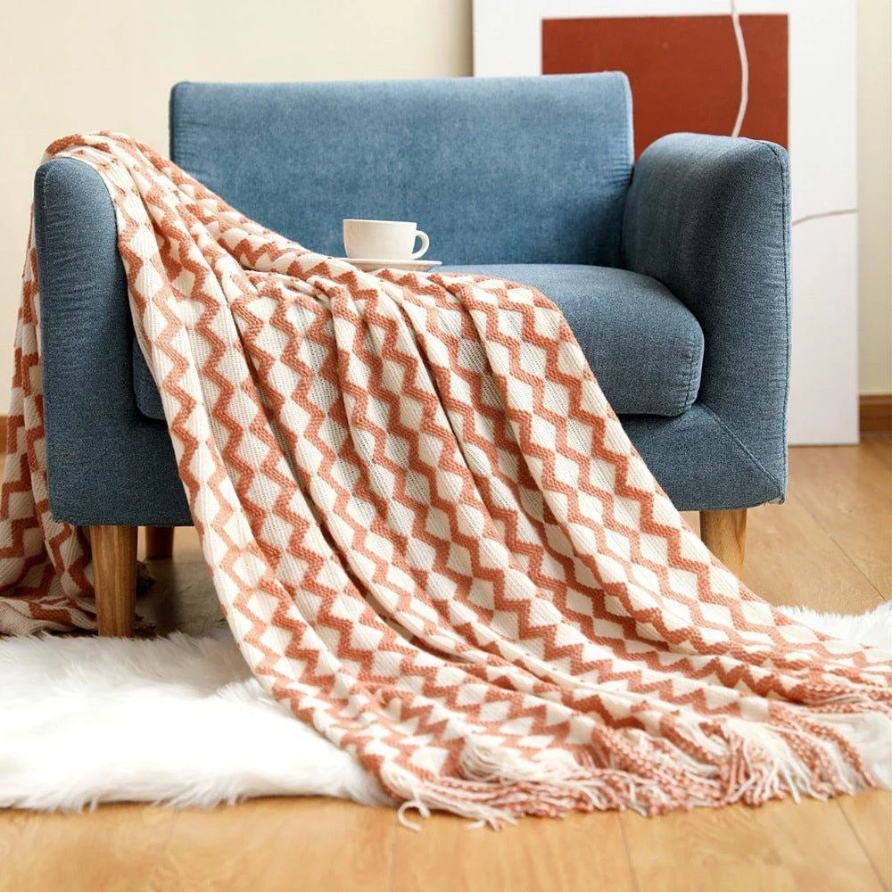 Nordic Solid Sofa Knitted Blanket 734820