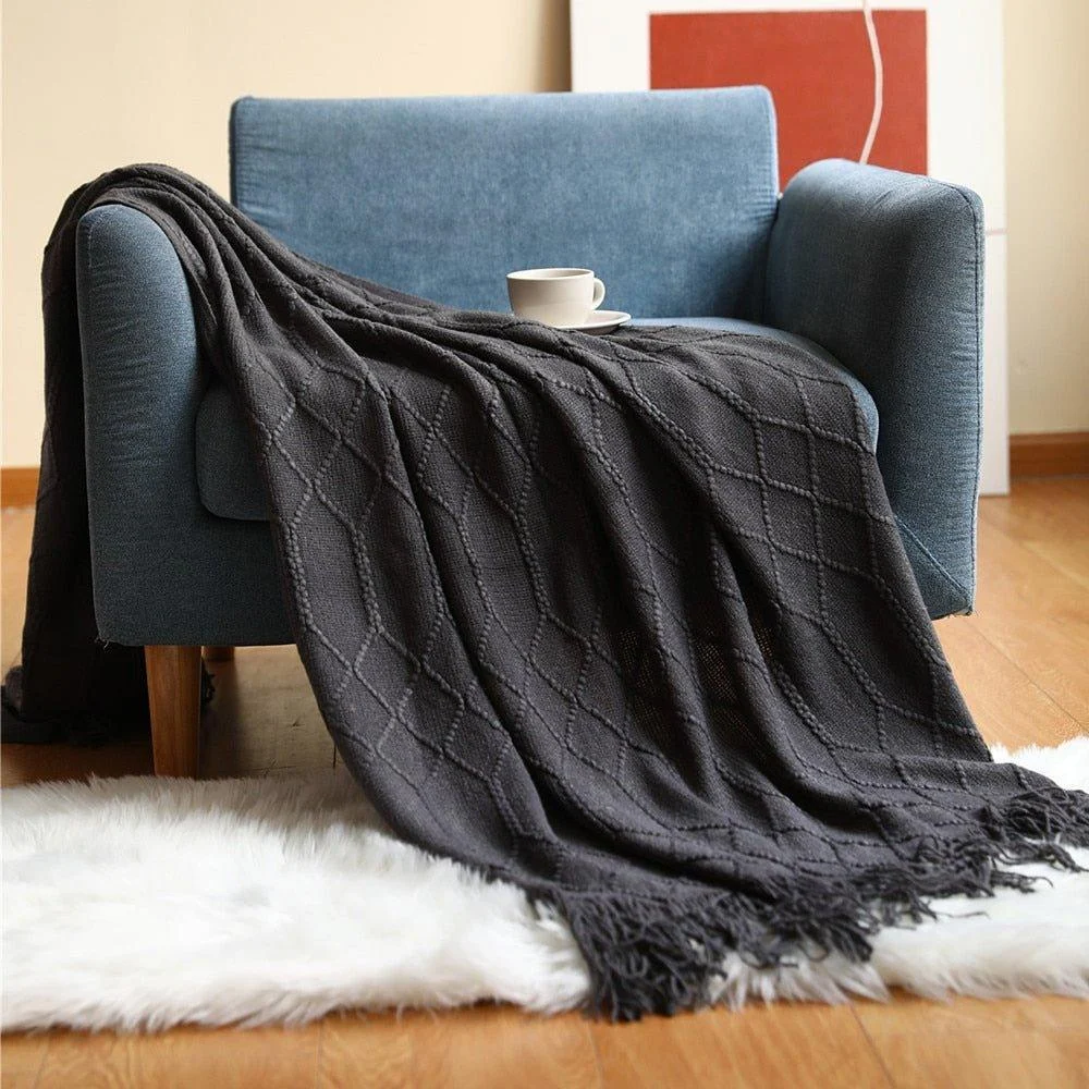 Nordic Solid Sofa Knitted Blanket 817222