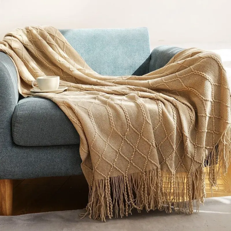 Nordic solid sofa knitted blanket