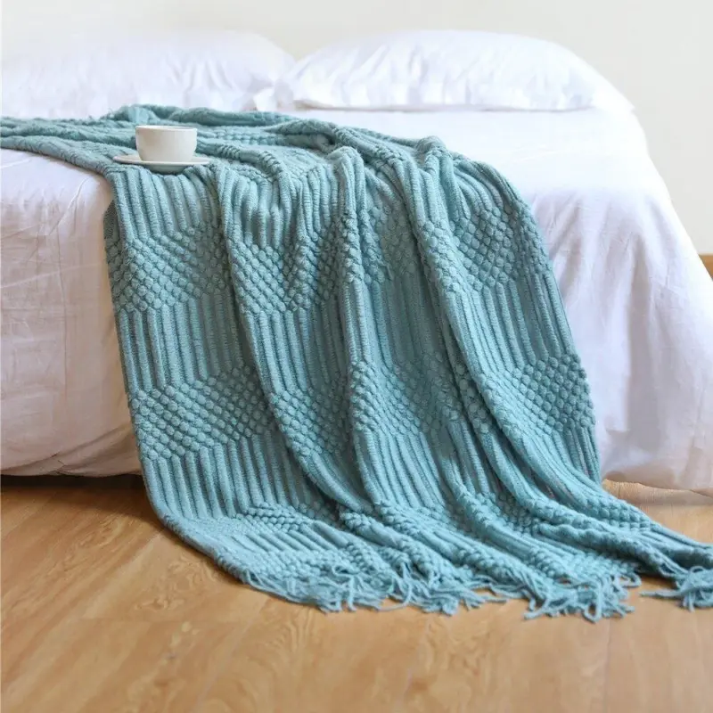 Nordic solid sofa knitted blanket