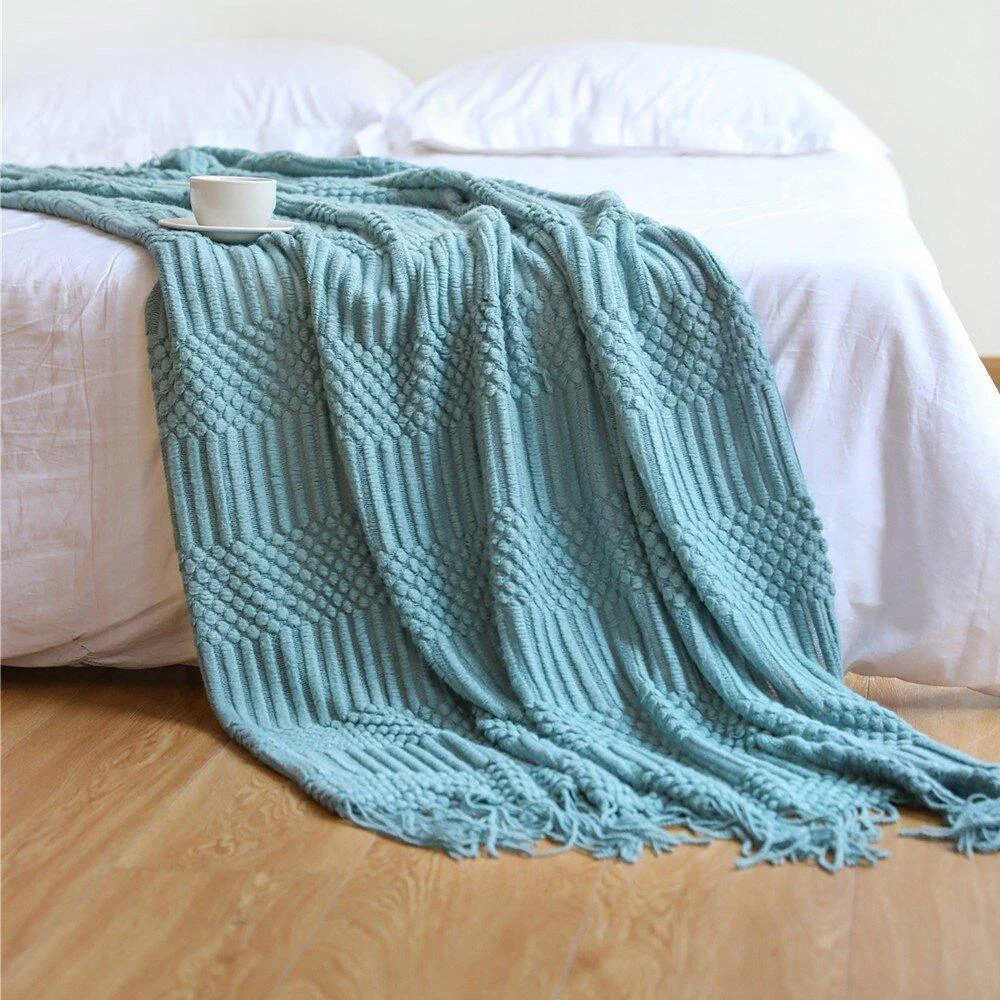 Nordic Solid Sofa Knitted Blanket 900699