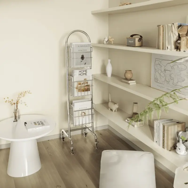 Nordic style metallic rotating bookcase