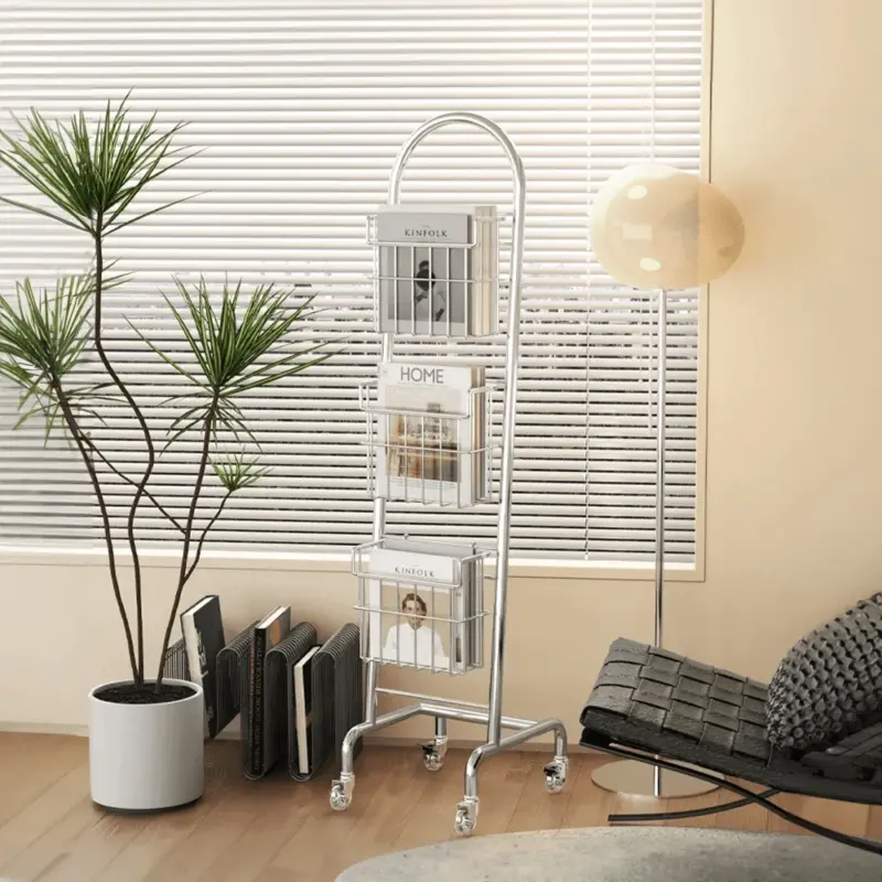 Nordic style metallic rotating bookcase