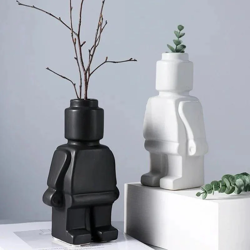 Nordic Style Minimal Ceramic Robot Vase 610578