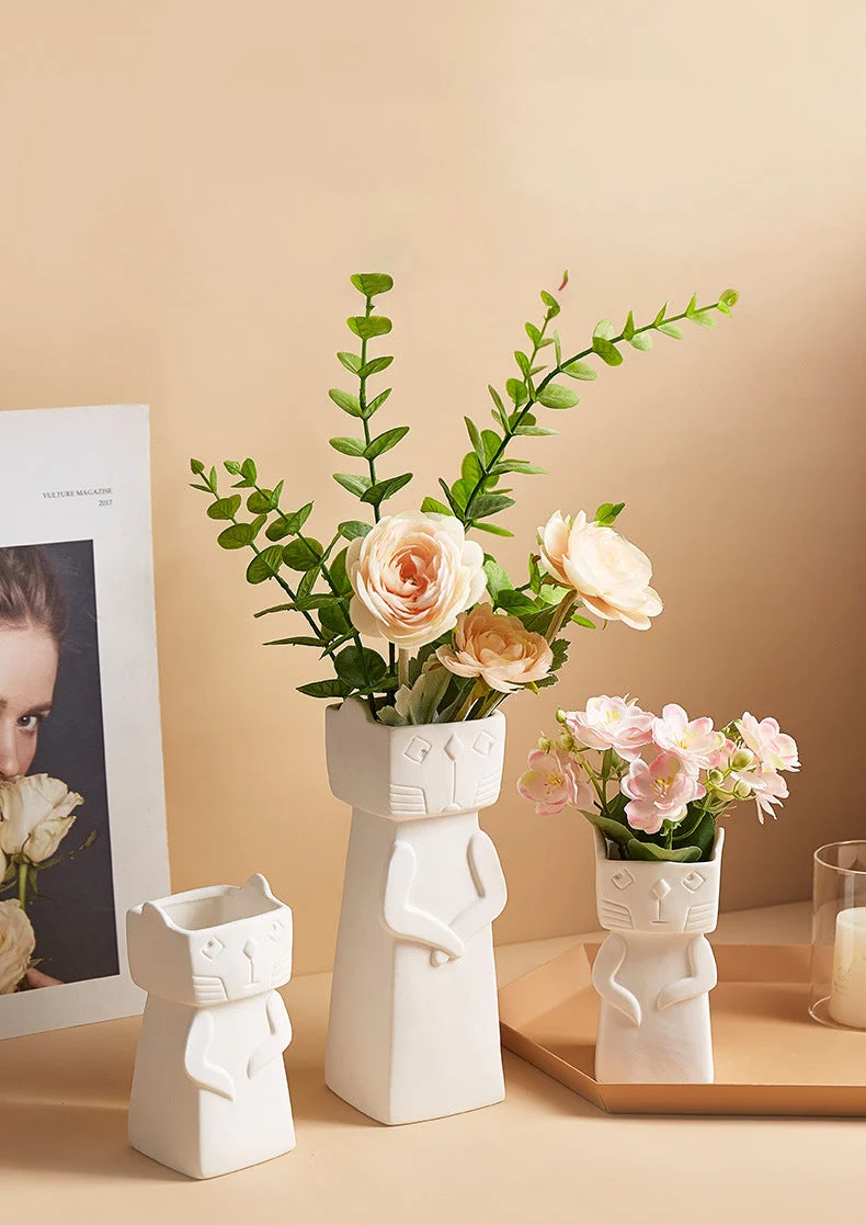 playful cat ceramic vase nordic style home decoration vase