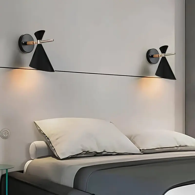 Nordicglow schlichte nordische wandlampe hornkappe schwarz weiss grau xlumina5