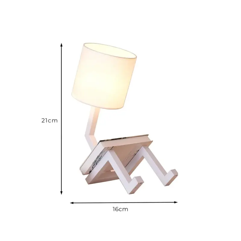 Nordiclight skandinavische tischleuchte mit integrierter buecherablage holz metall design wohnzimmer buero xlumina5