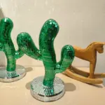 Novelty green disco ball cactus decoration