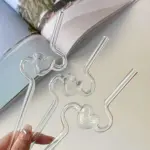Novelty heart shape glass drinking straw