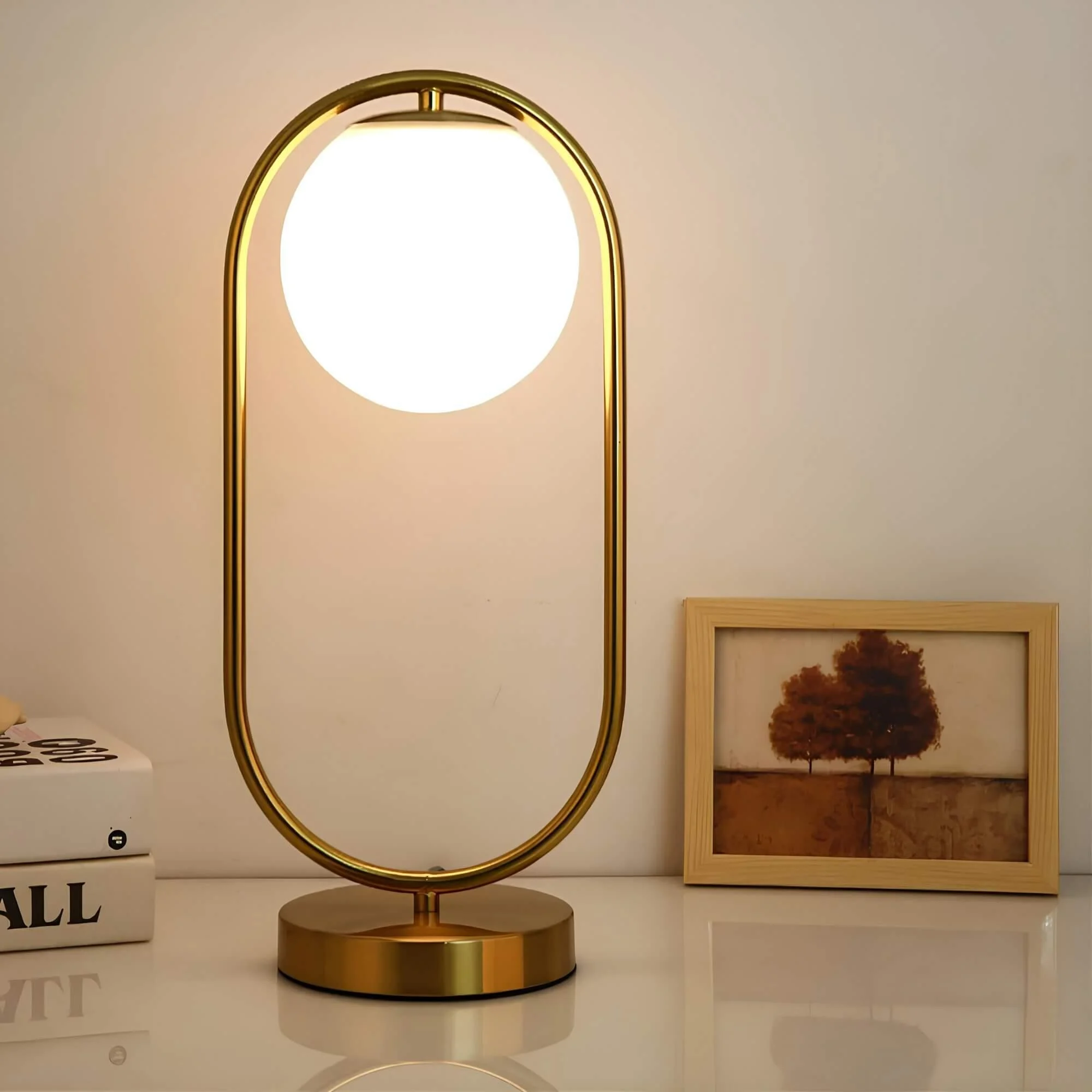 Orbglow Glastischlampe Tischlampe Elegantes Design Warmes Licht Wohnzimmer Schlafzimmer Xlumina2