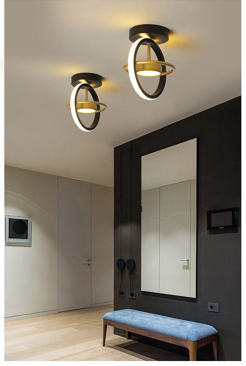 Orbital Modern Luxury Ceiling Hallway Corridor Black White And Gold Light 235400