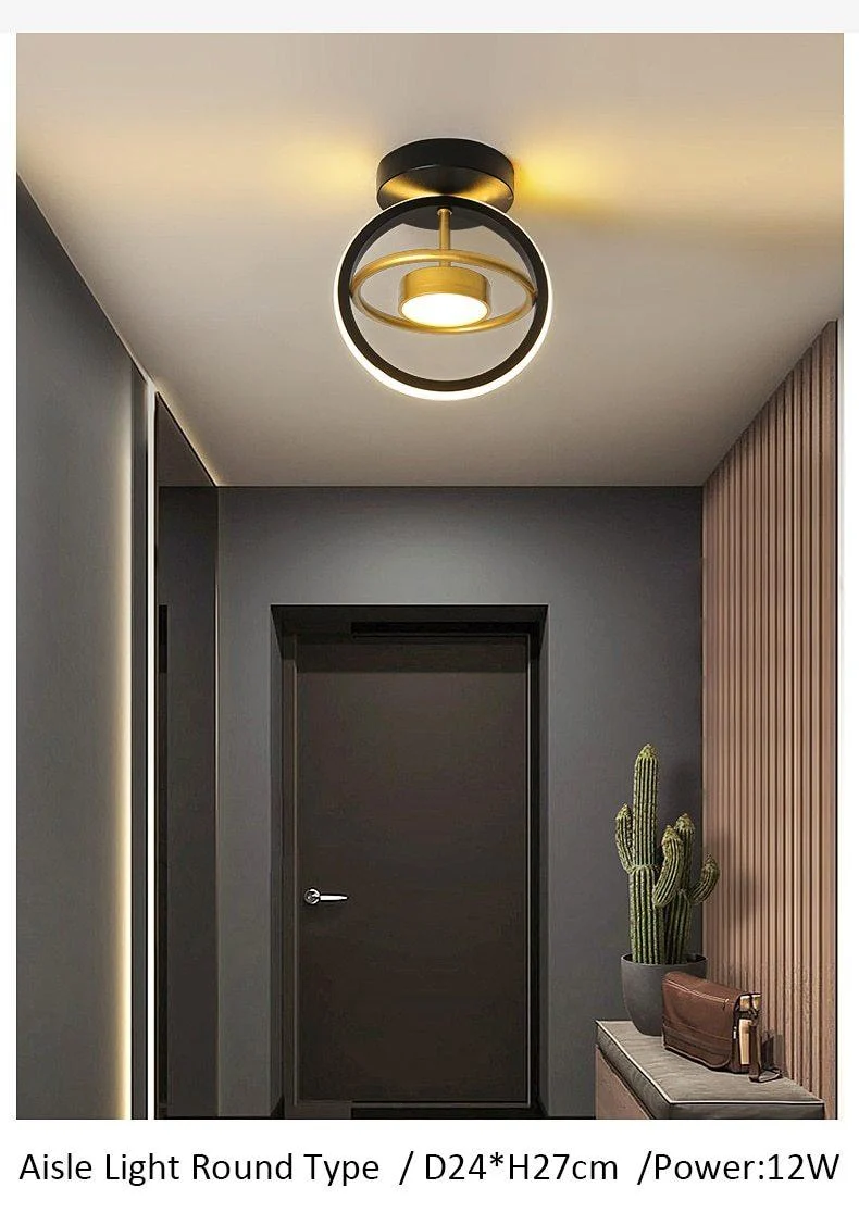 Orbital Modern Luxury Ceiling Hallway Corridor Black White And Gold Light 386932