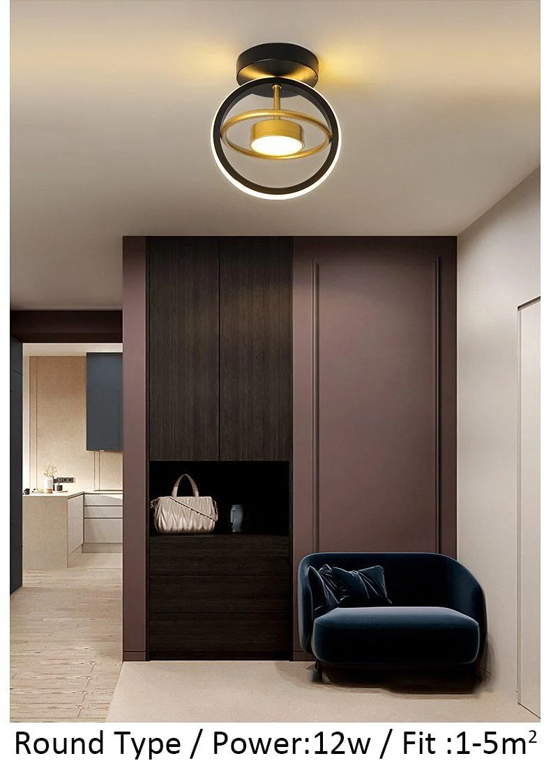 Orbital Modern Luxury Ceiling Hallway Corridor Black White And Gold Light 425475