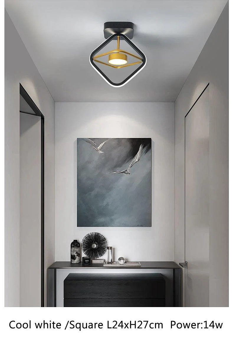 Orbital Modern Luxury Ceiling Hallway Corridor Black White And Gold Light 888352