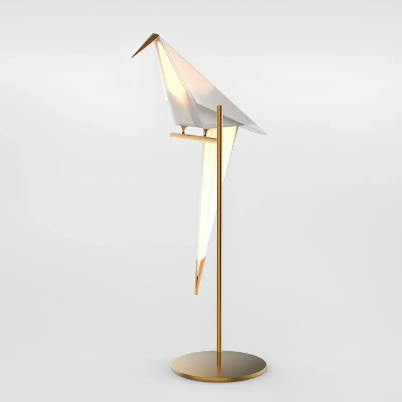 Origami kranich goldlampe tischleuchte elegantes design modern wohnzimmer xlumina2