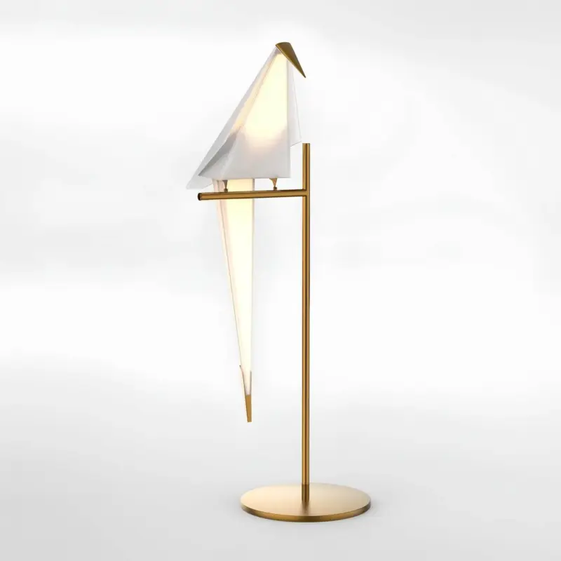 Origami kranich goldlampe tischleuchte elegantes design modern wohnzimmer xlumina3
