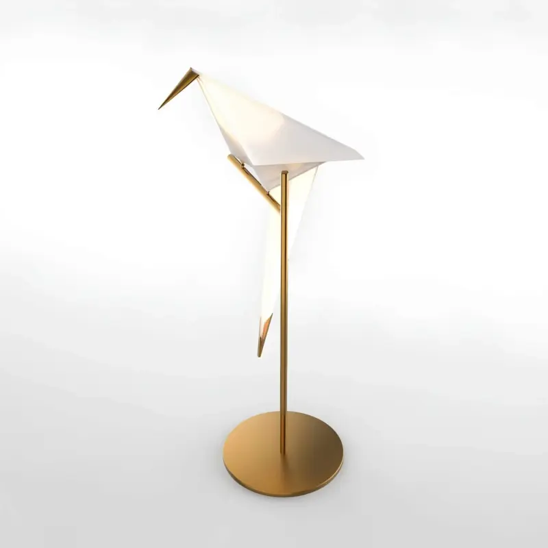 Origami kranich goldlampe tischleuchte elegantes design modern wohnzimmer xlumina4
