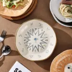 PBYOUnique Hand Painted Pottery Sun Moon Constellation Deep Plates Vintage Handmade Ceramic Dinner Serving Dishes Kitchen