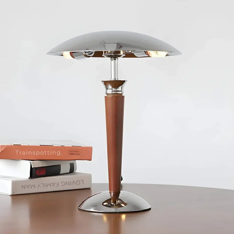 Paquebot chrom tischlampe vintage stil retro dreistufige dimmung chrom holz wohnzimmer schlafzimmer xlumina2