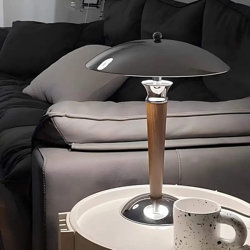 Paquebot chrom tischlampe vintage stil retro dreistufige dimmung chrom holz wohnzimmer schlafzimmer xlumina4