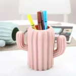 Pastel cactus shape pen holder