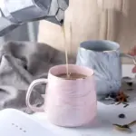 Pastel colour marble ceramic coffee cup