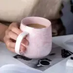 Pastel colour marble ceramic coffee cup