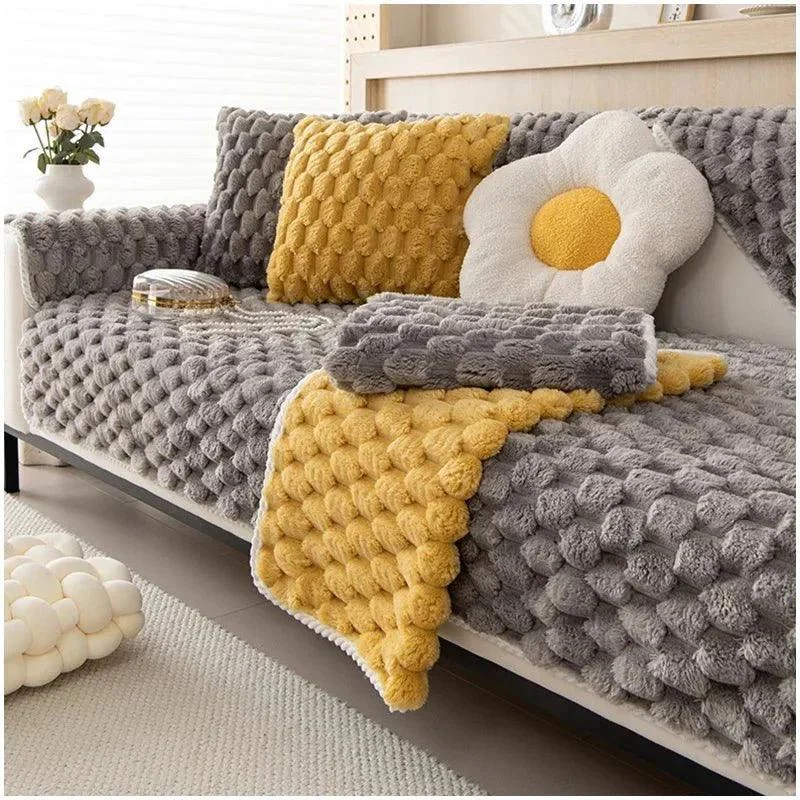 Pastel Colour Thickened Plush Sofa Blanket 632699