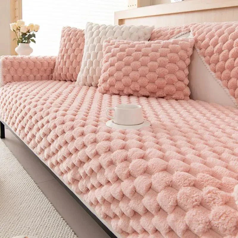 Pastel Colour Thickened Plush Sofa Blanket 931128