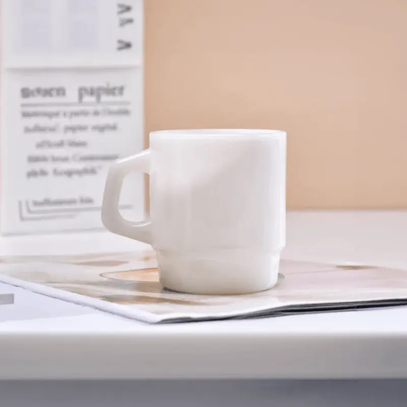 Pastel coloured stackable glass mug