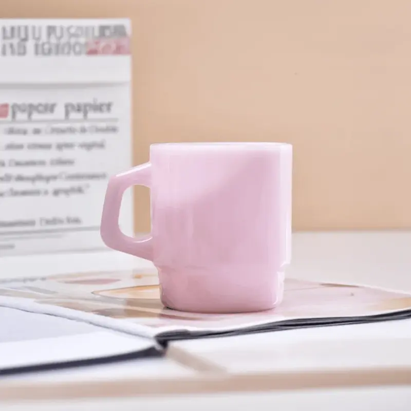 Pastel coloured stackable glass mug