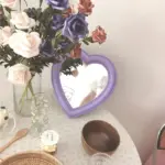 Pastel heart shape cosmetic mirror