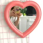 Pastel heart shape cosmetic mirror