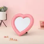 Pastel heart shape cosmetic mirror
