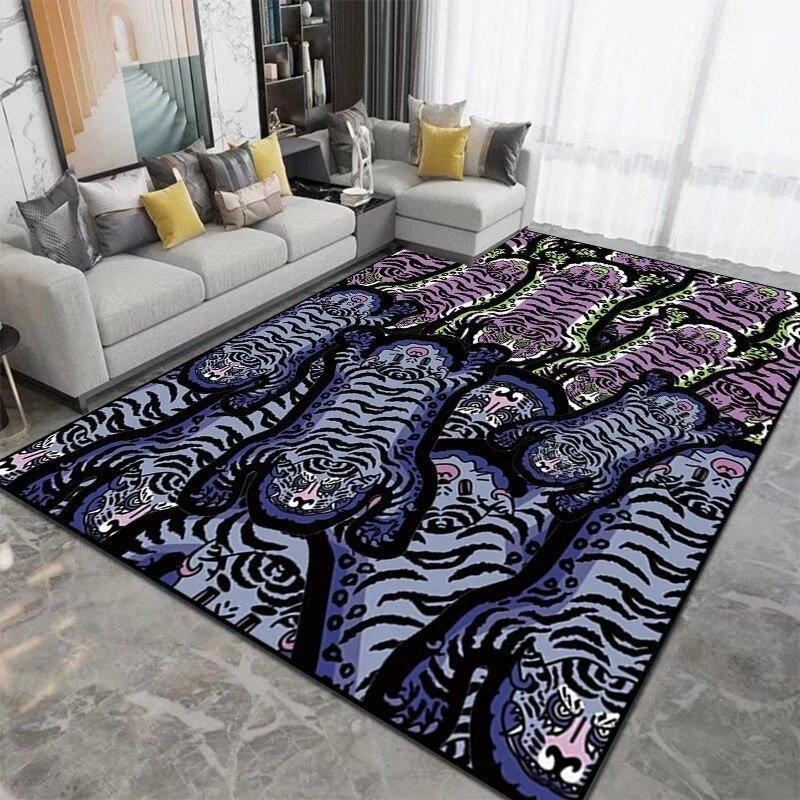 Patterned Tiger Design Living Room Carpet 379078