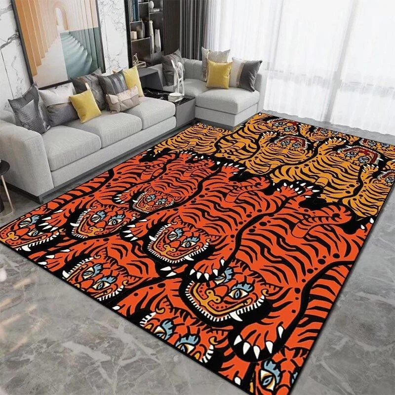 Patterned Tiger Design Living Room Carpet 492796