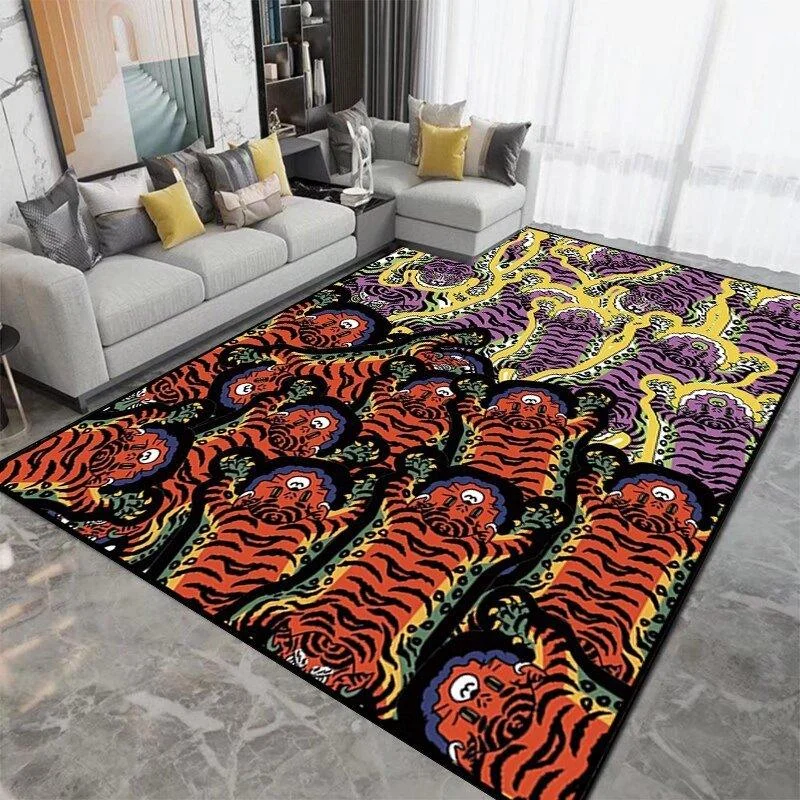 Patterned Tiger Design Living Room Carpet 688248