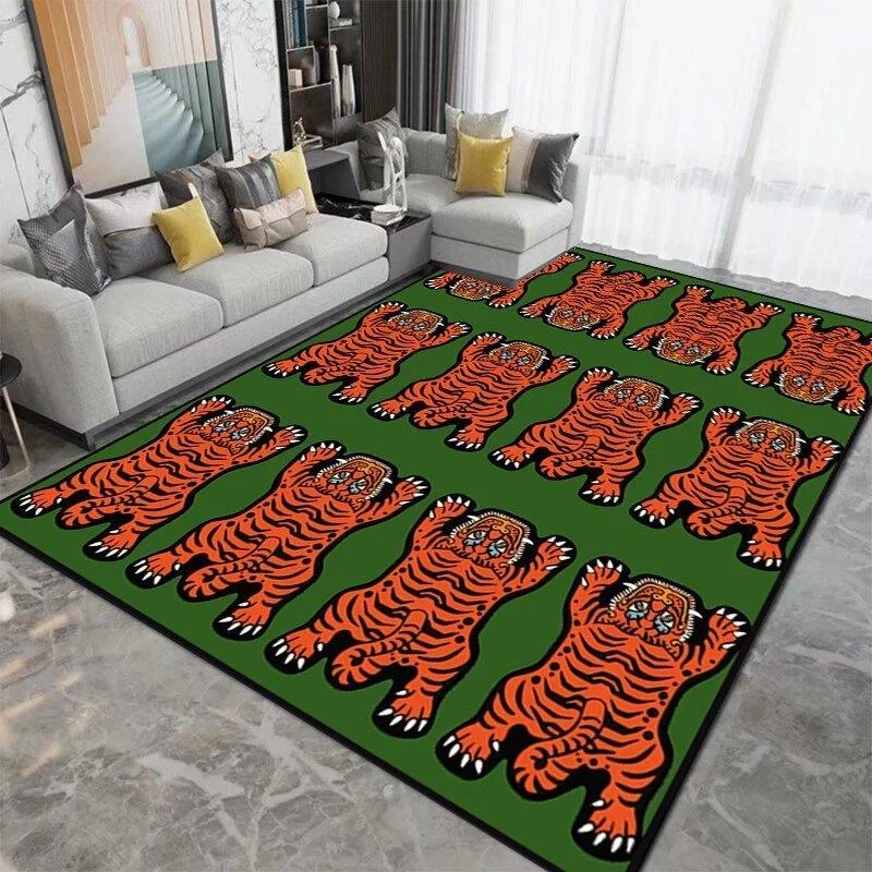 Patterned Tiger Design Living Room Carpet 839455