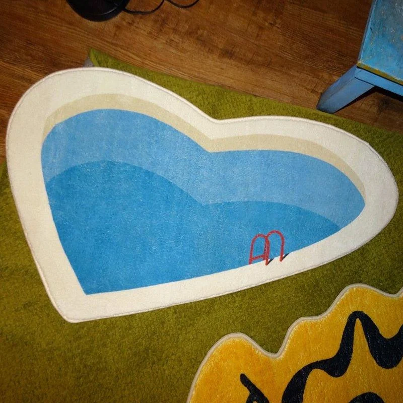 Peach Heart Swimming Pool Plush Rug 419192