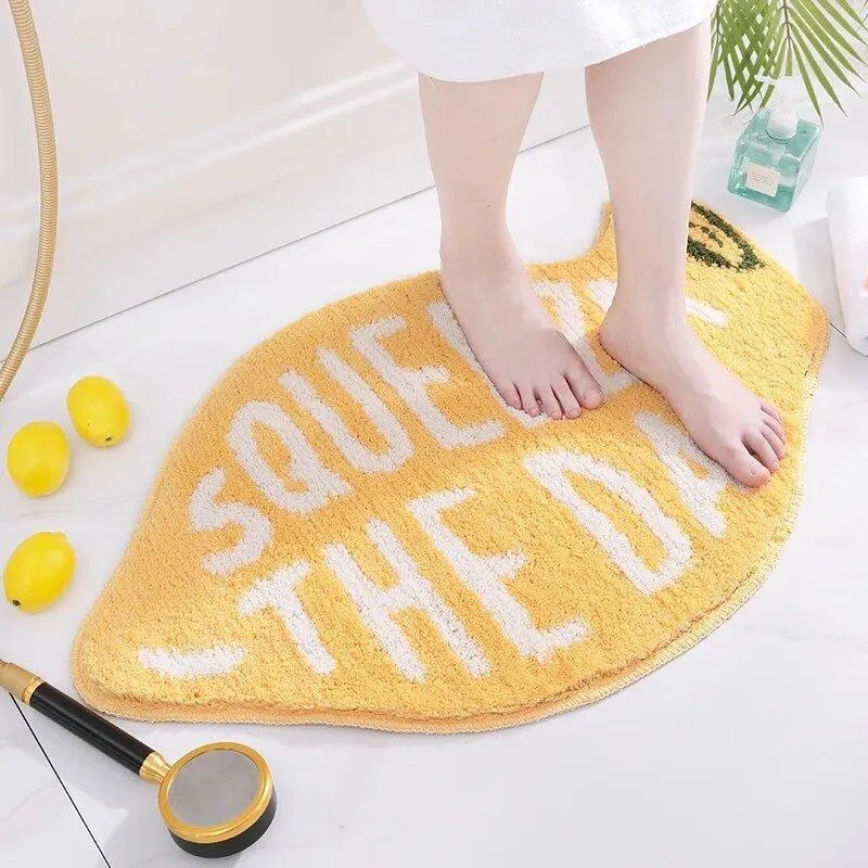 Peach Lemon Shaped Absorbent Bathroom Mats 516517