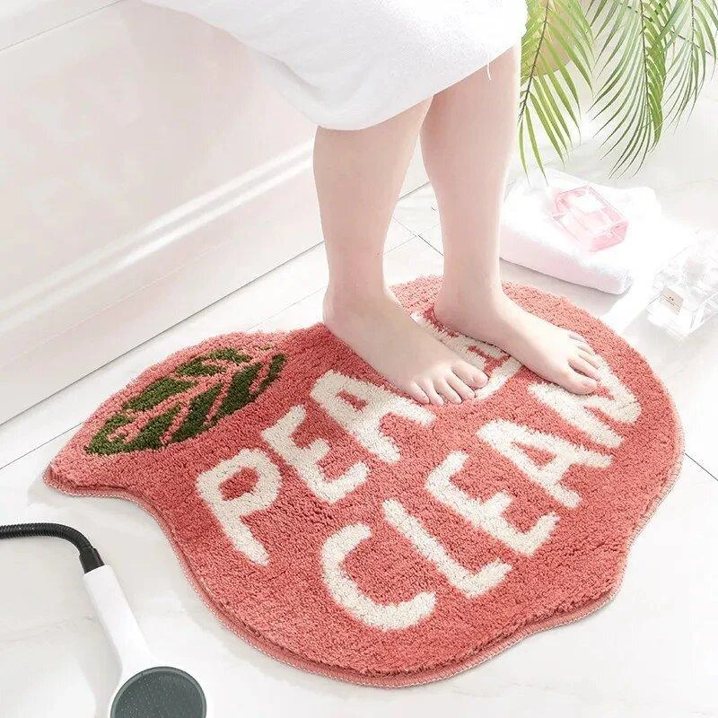 Peach Lemon Shaped Absorbent Bathroom Mats 568063