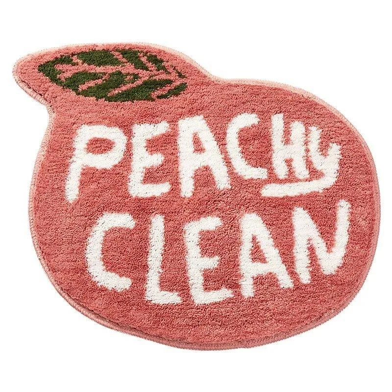 Peach Lemon Shaped Absorbent Bathroom Mats 867371