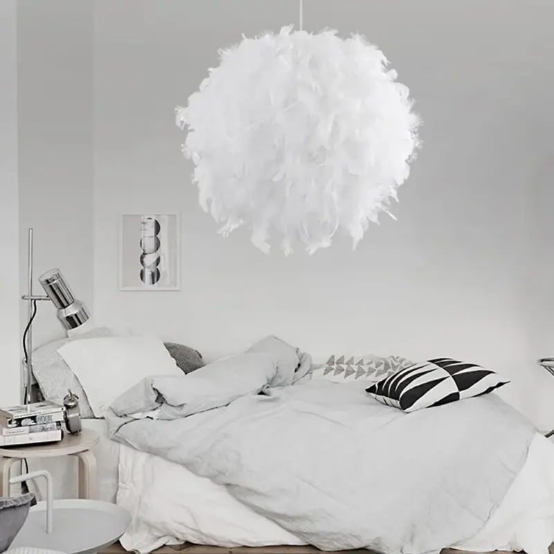Pendant white feather hanging light