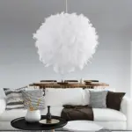 Pendant white feather hanging light