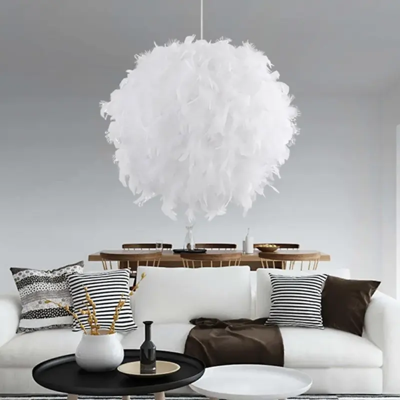 Pendant white feather hanging light