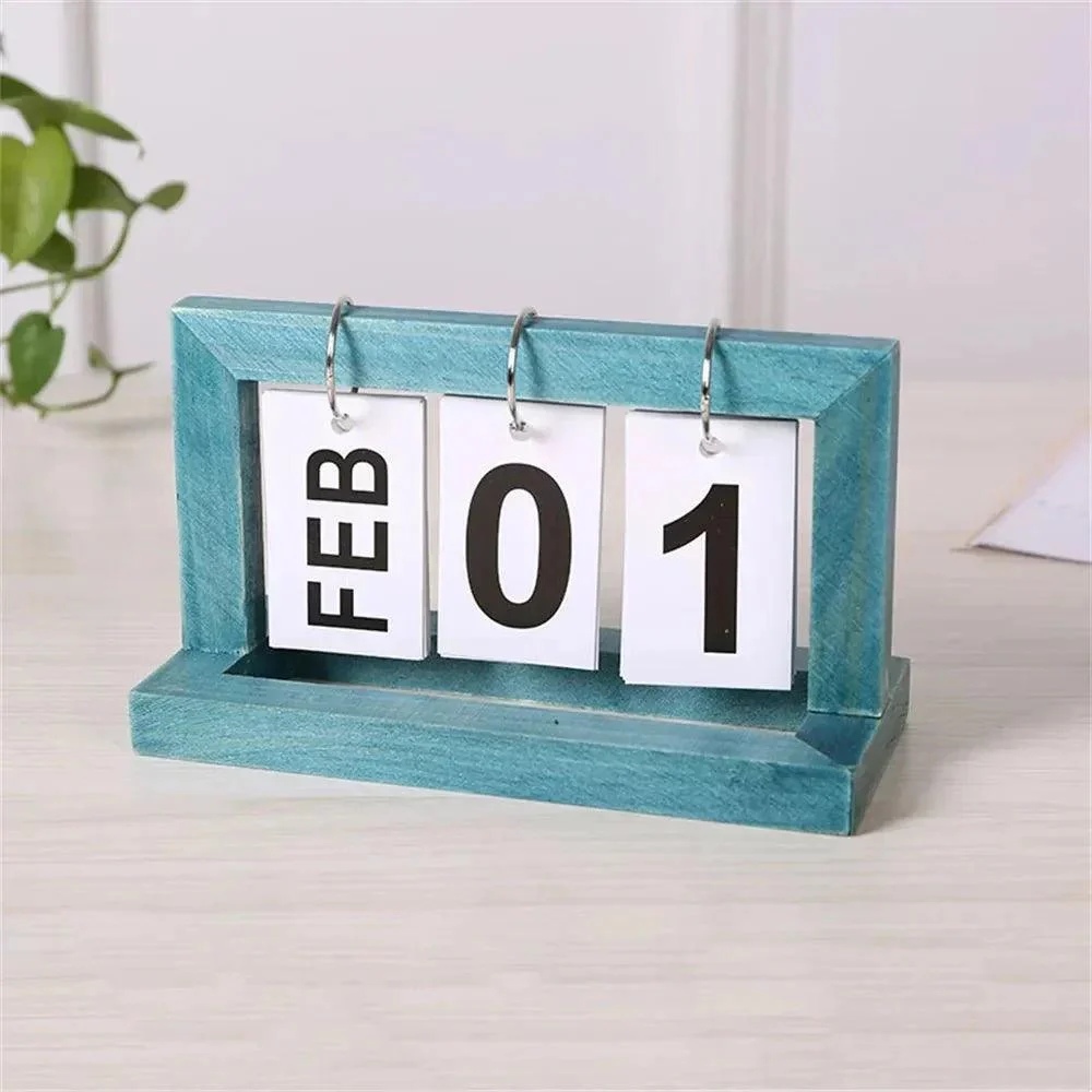 Perpetual Wooden Flip Display Calendar 116951