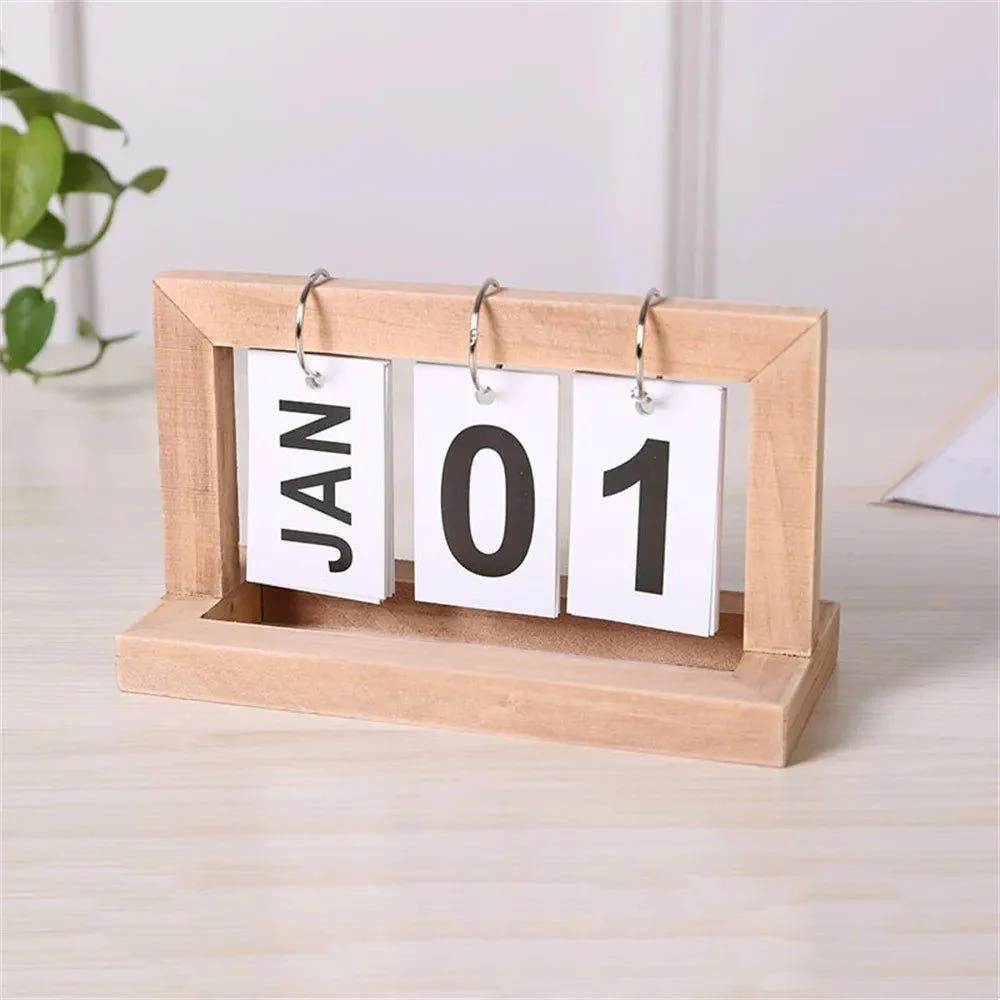 Perpetual Wooden Flip Display Calendar 597145