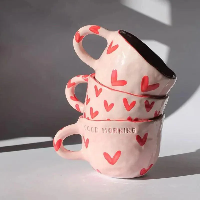 Pink Love Heart Ceramic Coffee Mug 160589