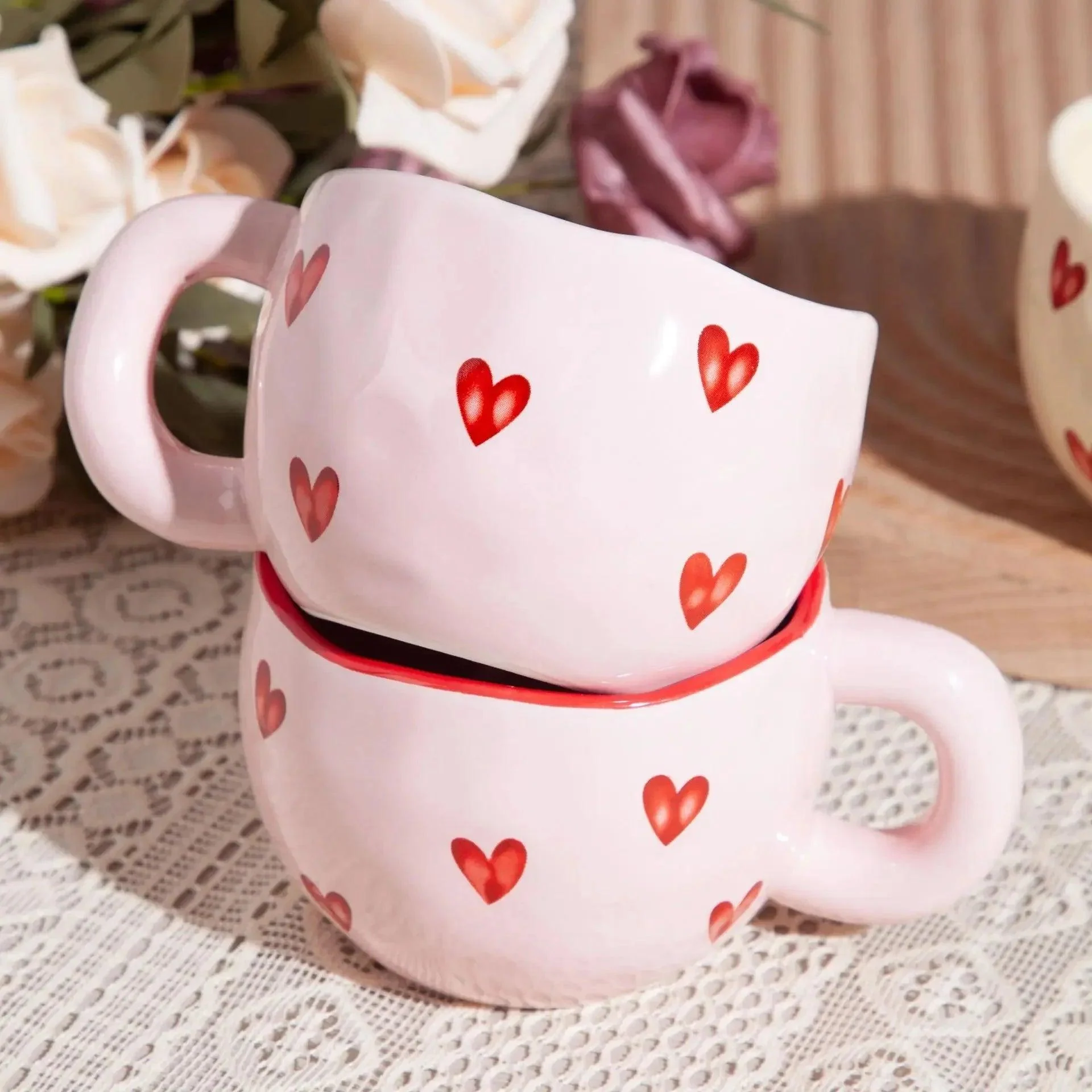 Pink Love Heart Ceramic Coffee Mug 163397